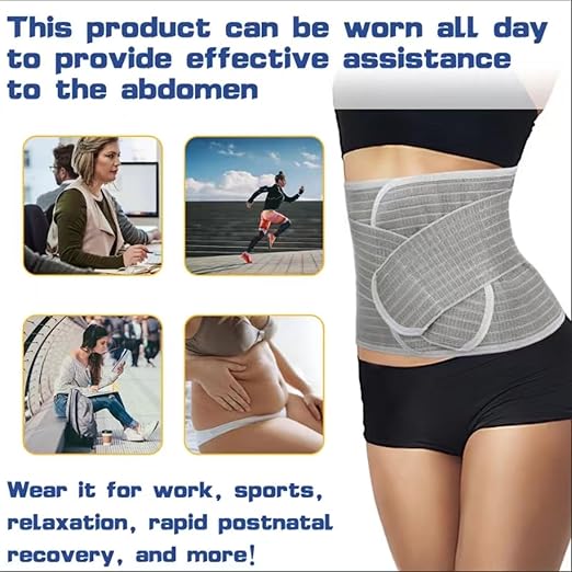 Postpartum Belly Band Wrap Back Support Natural Delivery Control Shapewear Binder Support Belt Girdle Women Tummy Control Waist Recovery Bamboo Charcoal Fiber (XL Grey)
