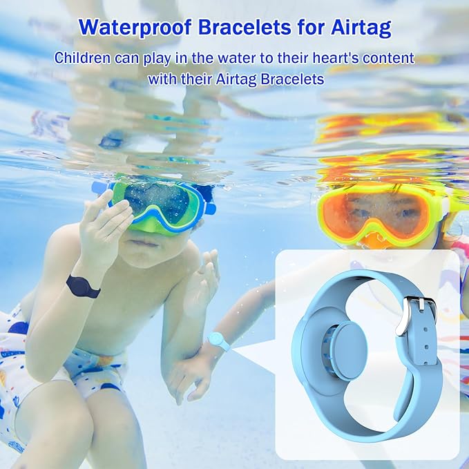 R-fun Waterproof for Air Tag Bracelets [2 Pack] Compatible with Apple Air Tag Finders with Soft Silicone,Anti Lost GPS Item Finders Case Cover,Night Blue/Glow Blue