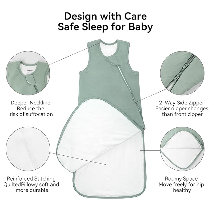 Rayon Made from Bamboo Sleep Sack 6-12 Months 1.0 Tog Ultra Soft Baby Wearable Blanket Toddler Sleeping Sack for Babies Unisex Girl Boy 2-Way Zipper Baby Sleeping Bag Breathable Lightweight Medium