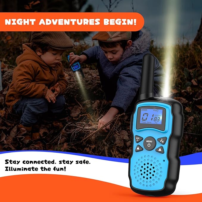 Wishouse Walkie Talkies for Kids Adults Rechargeable 4 Sets with 2 USB Chargers|4X3000mAh Batteries|Lanyards|Family Walky Talky Long Range for Hiking Camping|Xmas Birthday Gift|Boys Girls Present