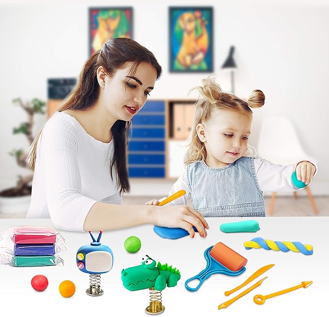ESSENSON Modeling Clay Kit - 50 Colors Air Dry Magic Clay, Best Gift for Boys & Girls Age 3-12 Year Old, DIY Molding Kids, with Sculpting Tools, Decoration Accessories, Kids Art Crafts