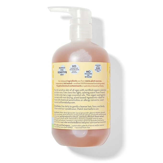 California Baby Calendula Shampoo and Body Wash | 100% Plant-Based | Allergy Friendly | Soothing Baby Soap and Toddler Shampoo for Dry, Sensitive Skin | 19 oz. (2-pack)