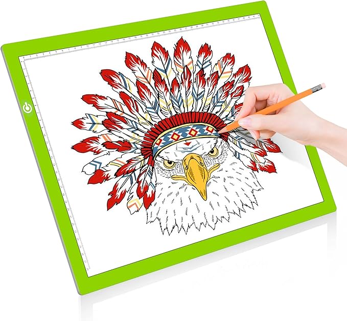 LitEnergy A3 LED Copy Board Light Tracing Box, Ultra-Thin Adjustable USB Power Artcraft LED Trace Light Pad for Tattoo Drawing, Streaming, Sketching, Animation, Stenciling (Green)