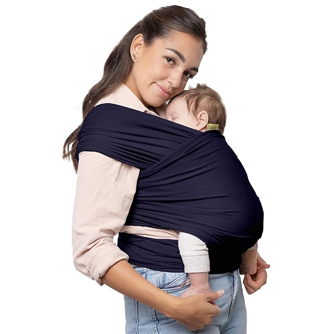 Boba Baby Wrap Carrier – Original Baby Sling Carrier for Newborns (7–35 lbs), Soft, Secure, Hands-Free & Ergonomic, Ideal for Comfortable Bonding, New Parents (Navy Blue)