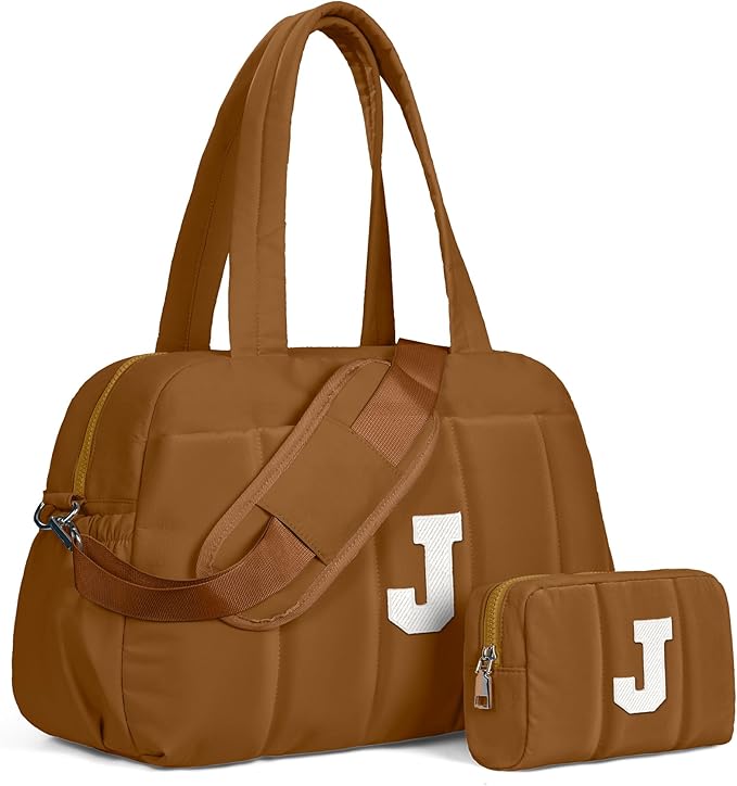 College Girl Gift-Duffle Bag with Letter, Carry On Bags for Women，Overnight Bag with Wet Pocket，Lightweight Travel Bags Personalized Gym Tote with Makeup Pouch