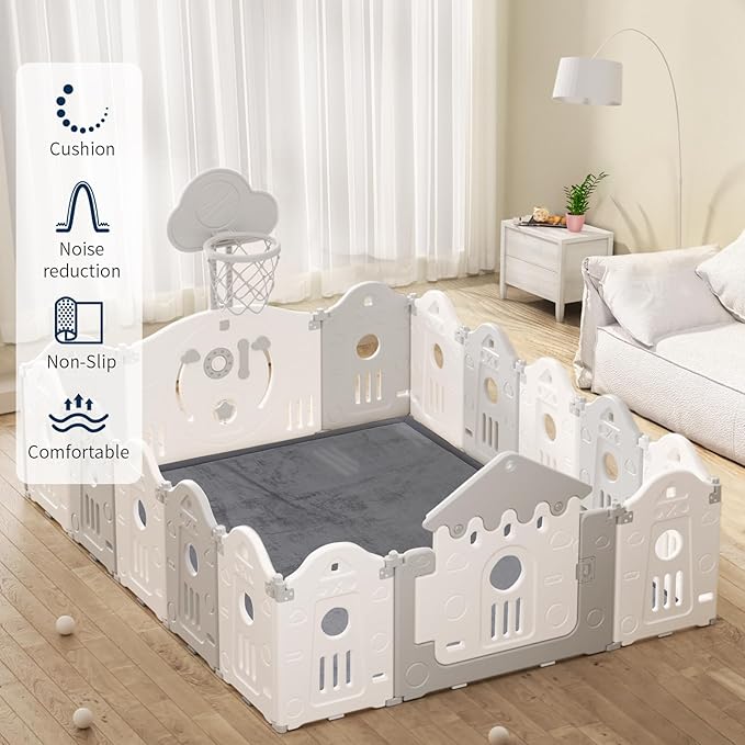 ACOMOPACK Baby Play Mat for Floor 1.3" Thick Memory Foam Play Mat 39"×59" Tummy Time Crawling with Non-Slip Bottom for Living Room,Nursery,Soft Velvet Playpen Mats for Kids,Infants（Dark Grey）