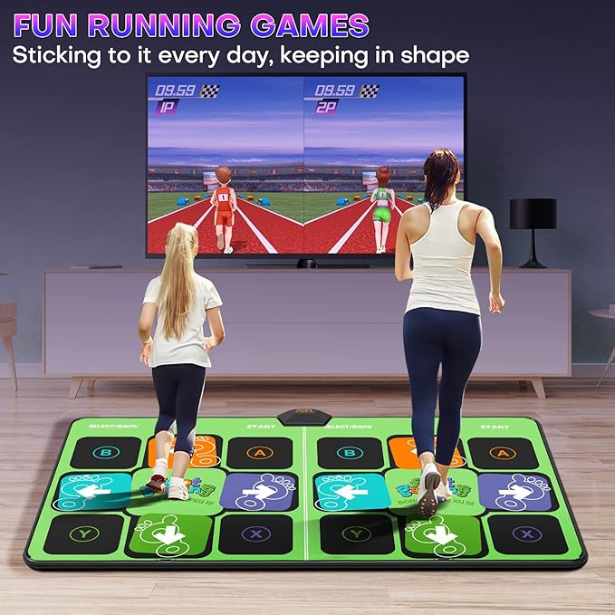 FWFX Wireless Dance Mat for TV, 2-Player Musical Electronic Dancing Pad for Kids & Adults, for Family Party Games, Exercise, Yoga & Fitness - Birthday for Boys & Girls(Green)