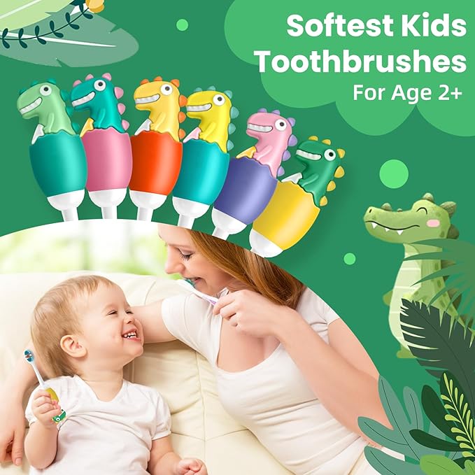 Kids Manual Toothbrush, Ultra-Soft Kids Toothbrush for Sensitive Teeth & Gums, Gentle Toddler & Children's Brush with 10000 Bristles Travel-Friendly Design for Ages 2-7 (Yellow)