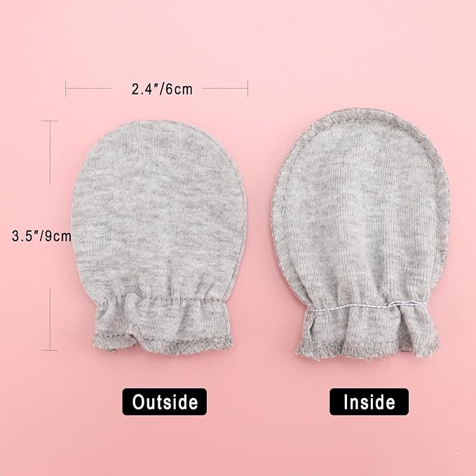 Newborn Baby Mittens No Scratch Cotton Elastic Wrist Gloves Infant Toddler Mittens for Baby Boy Girl 0-6 Months