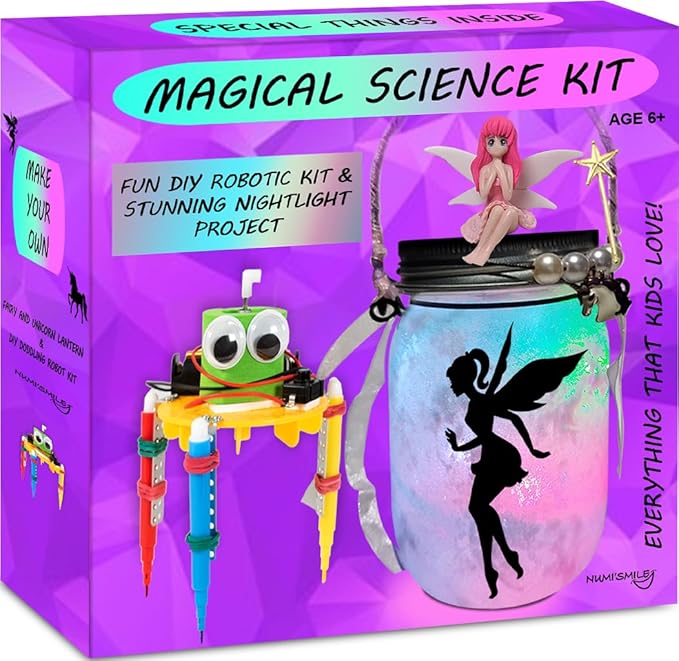 Make Your Own Fairy and Unicorn Night Light Jar & DIY Robotic Kit, Present for Girls Ages 6 7 8 9 10 11 12 Years Old, Kids STEM Projects, Arts and Crafts for Girls, Science Experiment Kit Gifts Ideas