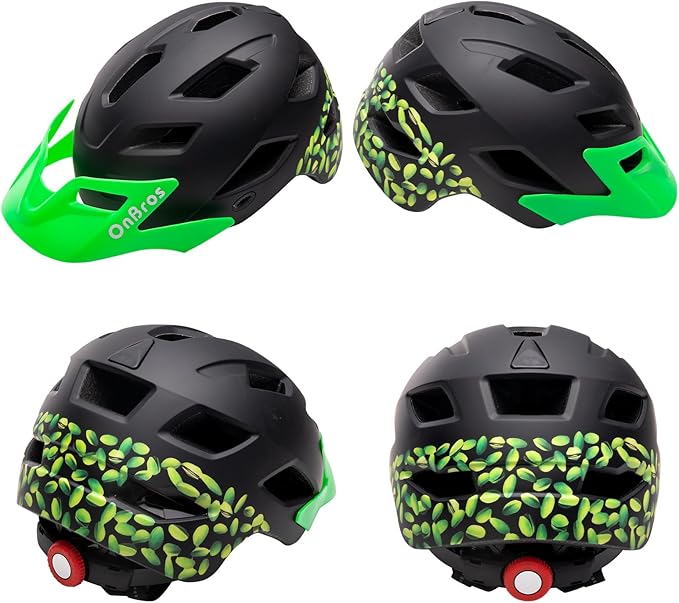 OnBros Kids Bike Helmet - Bike Helmets for 5-14 Boys or Girls with Visor, Children Bicycle Helmet for Skateboard Mountain Scooter Road Cycling, Lightweight and Adjustable 50-57CM
