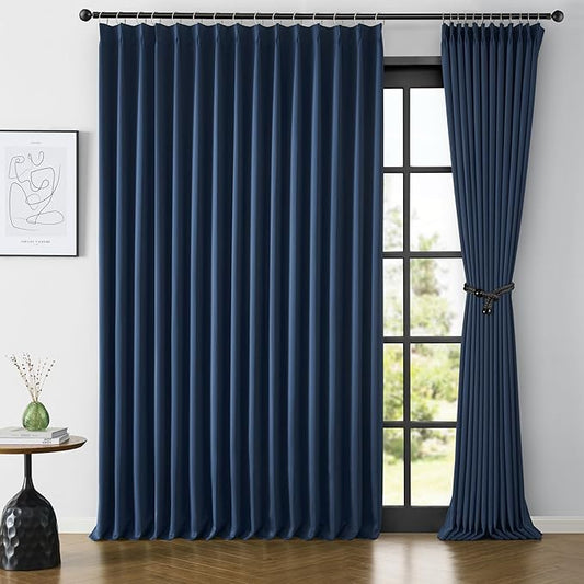 Extra Wide Width Patio Sliding Door Curtains 90 Inces Long 2 Panels, Vertical Blinds for Dining Room with Pinch Pleat Room Divider Curtain Drapes for Living Room French Door(100 x 90 inch Long)