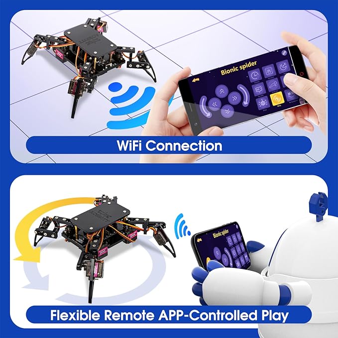Science Kits Spider Robot Building Kit STEM Crawling Robot Gifts for Kids Boys Ages 8-12 Girls, Scientific Coding Robotic Technic Creative DIY Toys for Birthday