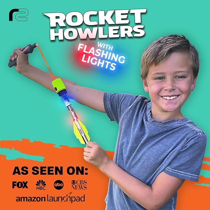 Light Up Foam Rocket Toys for Kids: Best LED Rocket Launcher Slingshot Lights Up & Makes Noise! for Boys & Girls. Outdoor Toy Party Favors Easter Stuffers & Great Gifts for Ages 8 9 10 11 12 13 & Up