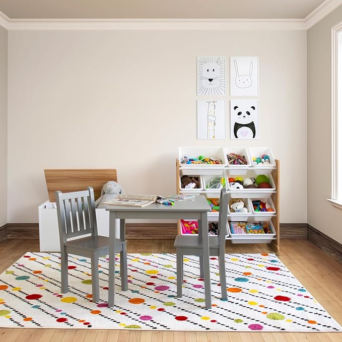 Humble Crew Kids Toy Storage Organizer with 12 Plastic Bins, Natural Wood/White – Removable Bins for Playroom, Bedroom, Toddler Furniture for Boys and Girls Ages