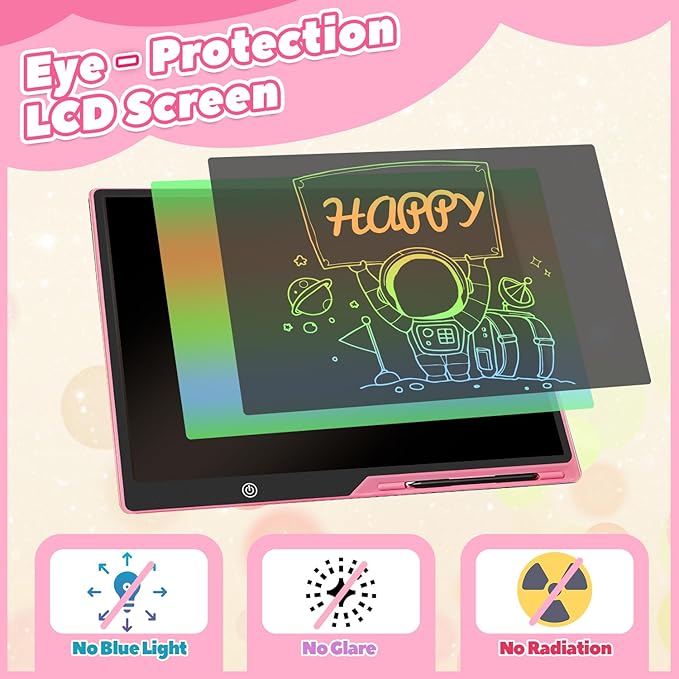 LCD Writing Tablet for Kids, Rechargeable 21 Inch Doodle Board,Easter Basket Stuffers,Preschool Learning Toys Christmas Birthday Gift 3 4 5 6 7 Year Old Girls Boys (Pink)