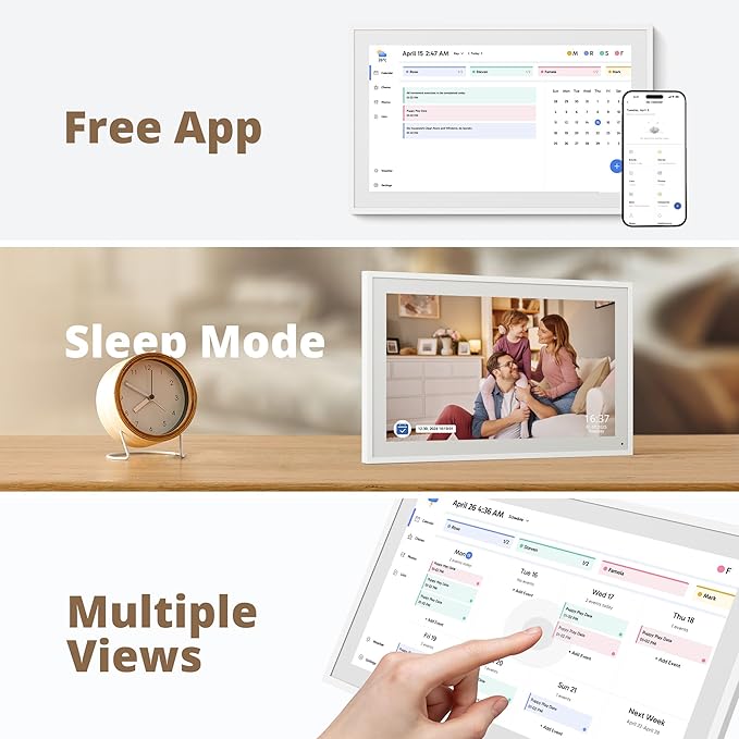 Digital Calendar 15.6" Chore Chart – 1080P Full HD Interactive Touchscreen, Smart Family Planner, Hearth Display Digital Wall & Desk Mountable for Seamless Scheduling