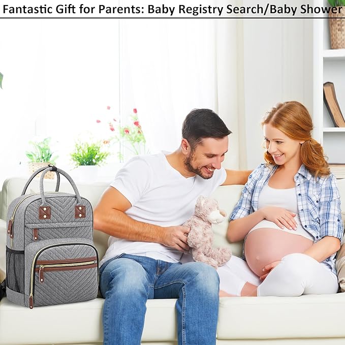 Diaper Bag Backpack Tote with Insulated Pockets for Men Baby Boys Girls Newborn Unisex Tactical Large Capacity, Multifunctional Waterproof Grey