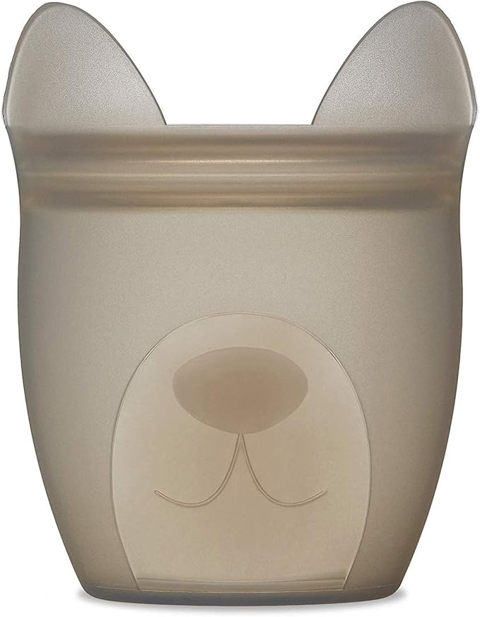 Zip Top Reusable 100% Silicone Baby + Kid Snack Containers- The only containers that stand up, stay open and zip shut! No Lids! Made in the USA - Gray Dog