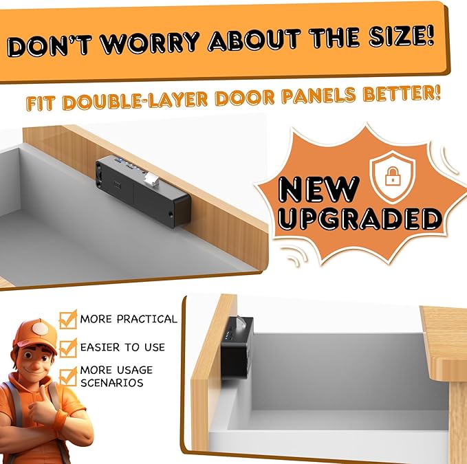 Eseesmart Smart Cabinet Lock, Hidden Magnetic Bluetooth RFID Keyless Drawer Lock, Baby Proofing Child Safety Cabinet Locks for Liquor File Cabinet Cupboard Desk Dresser Adults Black