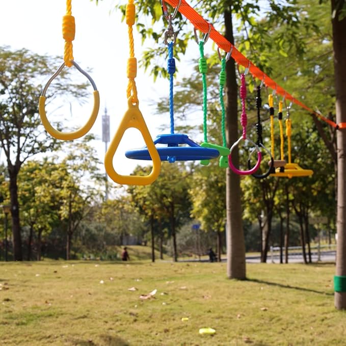 Kids Ninja Monkey Bars 2 Packs for Slackline Accessories for Slackline Obstacle Course for Backyard Attachments to Most Any Home Playground Equipment Sets