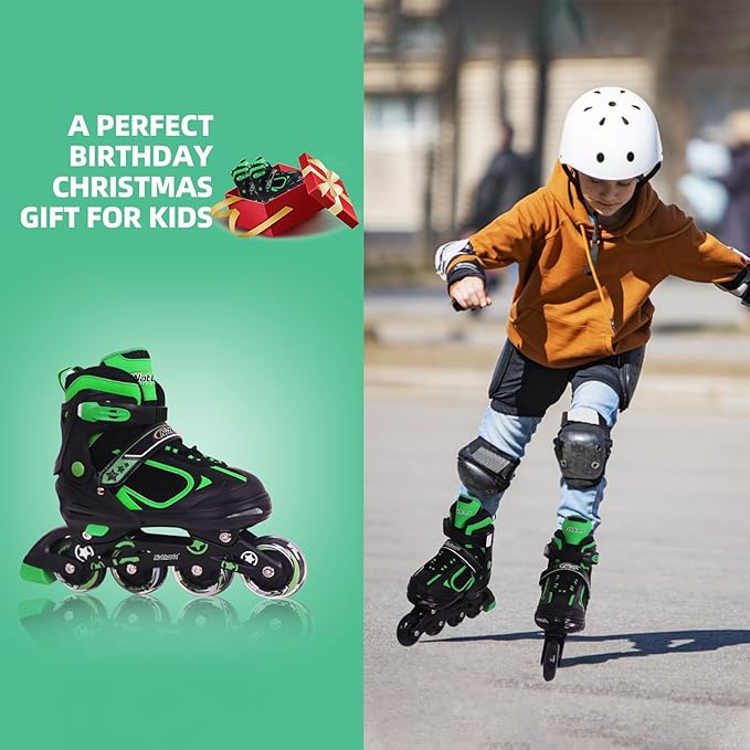 Nattork Blade Roller Skates for Boys with Light Up Wheel, Outdoor & Indoor Illuminating Black Inline Skates for Boys Little Kids Toddler Ages 5-8 4 5 6, Beginners