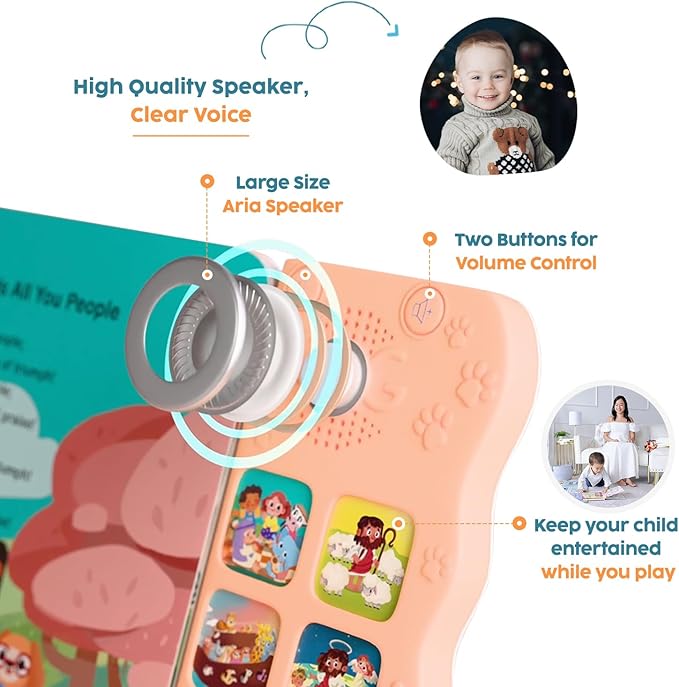 GO GO Songs of Creation and Praise: Christian Baby Books with 8 Songs, Singing Toy, Sound Play for Ages 1-5, Musical Learning, and Interactive Praise Gift for Kids, Bible for Toddlers 1-3