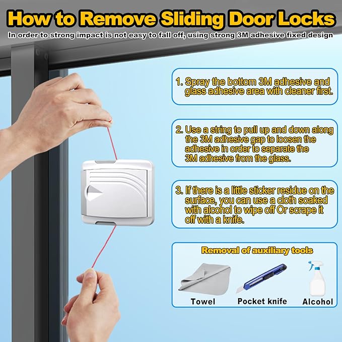 Sliding Door Lock 4 Pack, Child Safety Lock For Sliding Glass Doors, Easy To Install, Keeps Your Baby Out Of Danger, For Sliding Glass Doors, Sliding Windows, Sliding Closets, Etc (Grey)