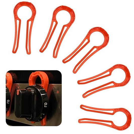 Gas Stove Knob Lock, Baby Proof Oven Knobs Covers Lock for Child Safety (5 Pack) Red