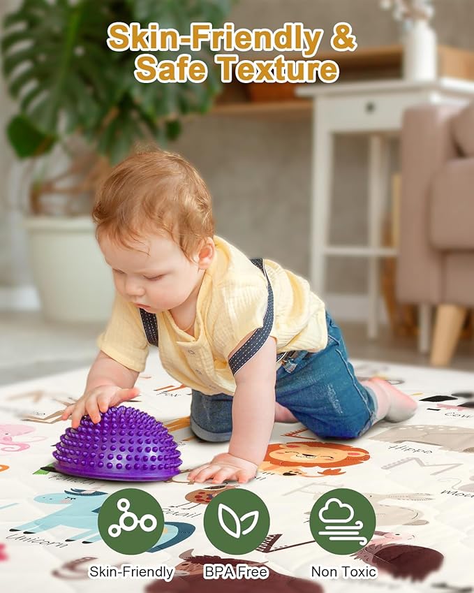 Premium Foam Baby Play Mat 71" x 59" – Removable & Machine Washable Cover, Extra Thick Padding Playpen Mat, Non-Slip Crawling Mat, Easy to Clean for Infants, Toddlers & Babies