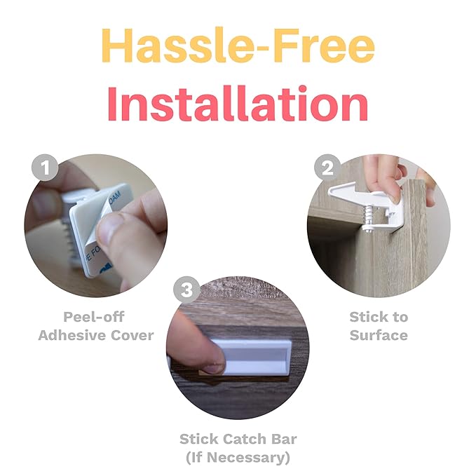 Inaya 16-Pack Cabinet Locks, Child Safety Latches - Baby Proofing Cabinets and Drawer Locks - 3M Adhesive - No Drilling & No Tools Required - Child Proof Your Home