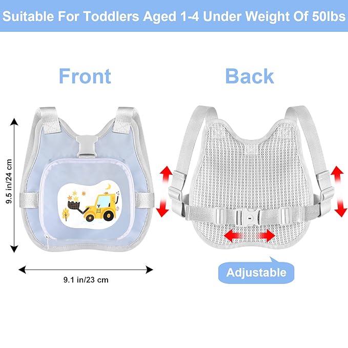 Accmor Toddler Harness Leash, Collapsible Kids Leash + Anti Lost Wrist Link for Outdoor Travel, Cute Excavator Child Walking Harness Tether Wristband Assistant Strap Belt Protector for Baby Boys