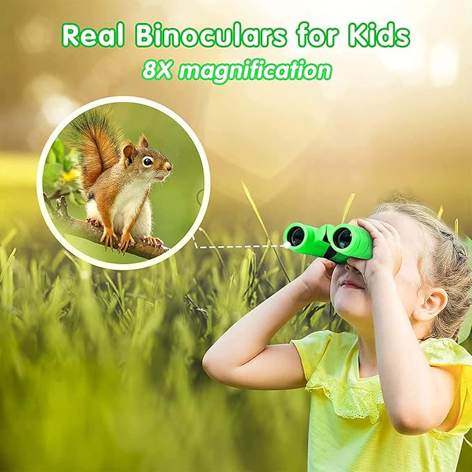 Kids Binoculars,Shockproof 8 x 21 High Resolution Compact Kids Binoculars Real for 3-12 Boys and Girls,Perfect for Bird Watching, Hiking,Camping,Travel, Christmas Birthday Gift