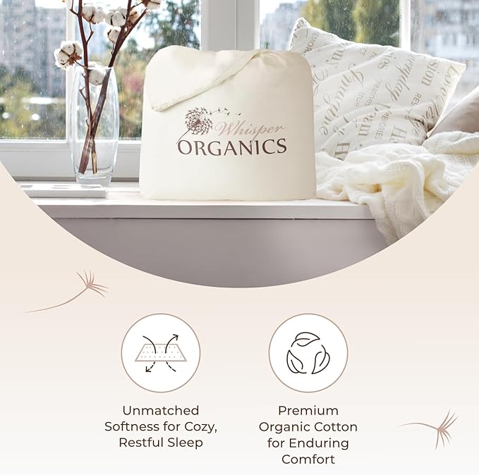 Organic Cotton, 100% Waterproof Mattress Protector Pad – Soft, Hypoallergenic, Breathable Bed Cover – GOTS & Fair-Trade Certified – 17 in. Deep, King Size Mattress Cover by Whisper Organics