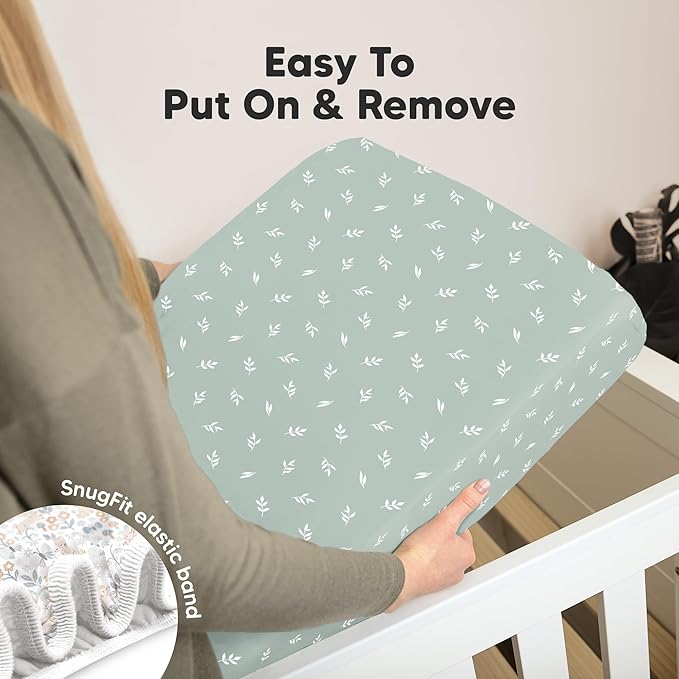 KeaBabies 2-Pack Organic Crib Sheets for Boys, Girls - 52x28 Fitted Crib Mattress Sheet Neutral, Breathable Jersey Cotton Cover for Baby Bed, Toddler Mattress, Soft & Cute Prints (Prairie)