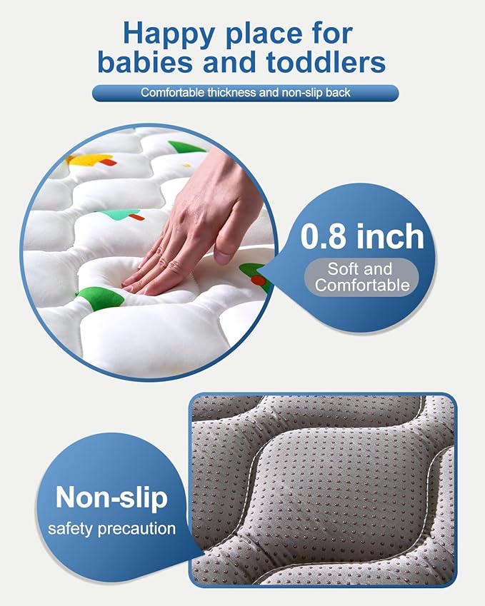 Odorless Premium Foam Baby Play Mat 79" x 71", Soft Microfiber Fabric Crawling Mat for Floor- Comfortable and Hypoallergenic, Non-Slip Cushioned Floor Playpen mat for Infants,Babies,Toddlers