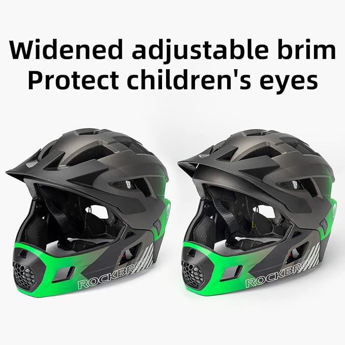 ROCKBROS Kids Bike Helmet Adjustable Detachable Full Face Bike Helmet for Children Bicycle, Skateboard, Scooter, Protective Gear