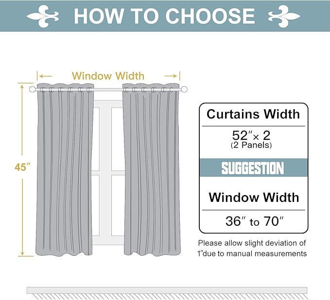 ChrisDowa 100% Blackout Curtains for Bedroom with Black Liner, 2 Thick Layers Total Blackout Thermal Insulated Grommet Window Curtains 2 Panels Set (Navy Blue, 52 x 45 Inch)