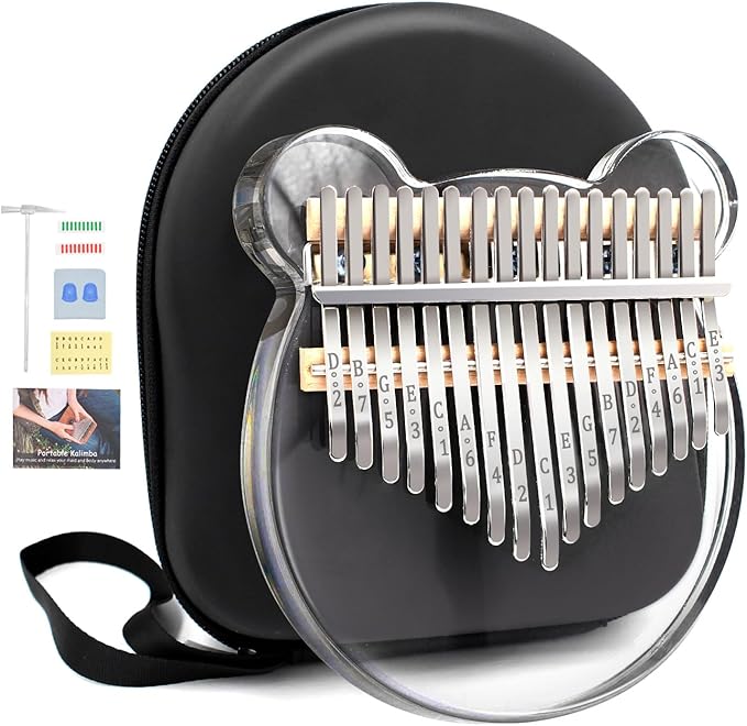 Acrylic Kalimba Thumb Piano,YUNDIE Portable 17 Keys Mbira Crystal Finger Piano, Musical Instruments Birthday Gift for Kid Adult Beginners Professional(Clear) (17 Keys)