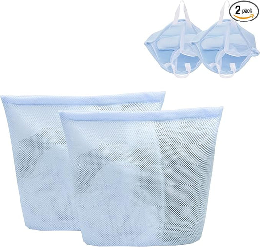2 Pcs Special Zoning laundry bag for delicates with handles mesh laundry bags washing machine laundry totes travel storage and sorting bag(Blue2)