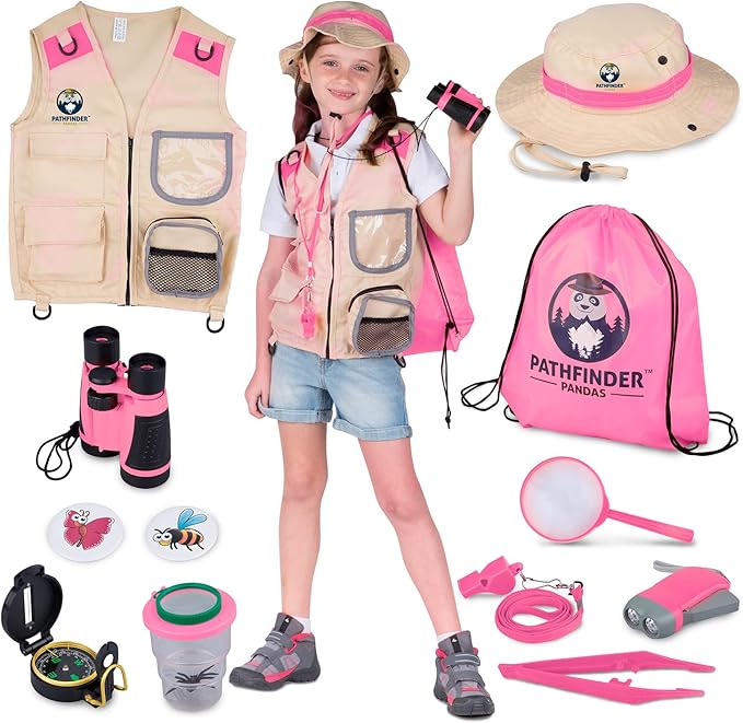 Kids Explorer Kit with Safari Vest & Hat for 3-12 Year Old Boys & Girls - Safari Costume Kids, Zoo Keeper, Paleontologist & More - Giftable STEM Outdoor Explorer + Bug Ebook