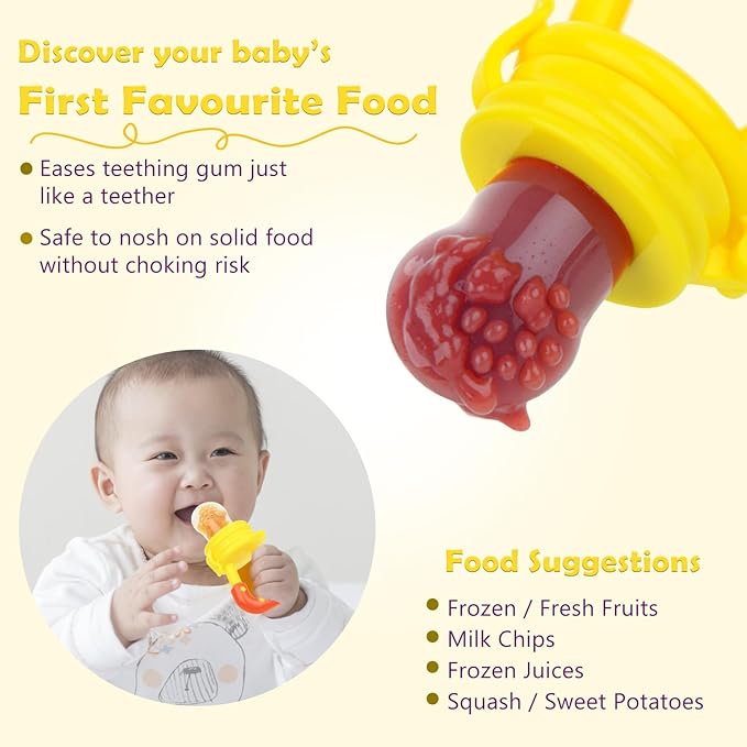 WAJIAYON Baby Fruit Feeder/Fresh Food Feeder Pacifier (3 Pack)- Infant Teething Feeders | Silicone Teether for Babies | Baby Solid Food Pacifier Essentials for Babies Toddlers Infants Kids