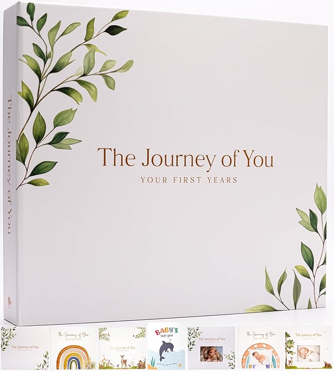 Baby Books for Baby Shower - Gift Unisex Botanical Garden Keepsake Memory Journal to Log Pregnancy and Newborn Milestones - Photo Album Scrap Books for Girl or Boy - New Parents Must Have Essentials