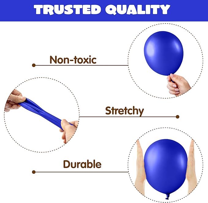 JOYIN 150 Pcs Royal Blue Balloons, Different Sizes 18 12 10 5 Inch Royal Blue Latex Balloon Arch Kit with Instruction for Birthday Party Graduation Wedding Holiday Decoration