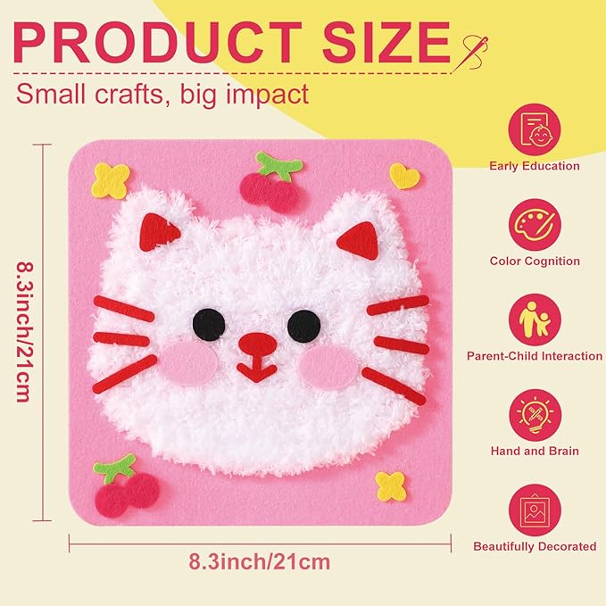 DIY Embroidery Doll Kit, Cartoon Animal Craft Sewing Kit for Kids, Felt Crafts, Beginner Sewing for Kids Ages 4-8 Plus - Helps Develop Fine Motor Skills (3PCS-Duck/Pig/Panda)