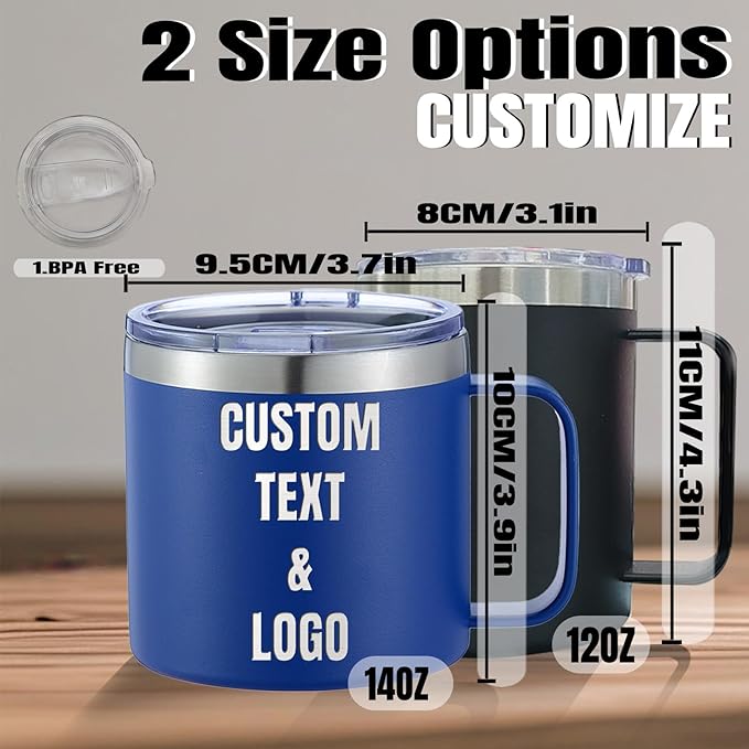 Personalized Mug Cup with Handle 12/14oz Custom Stainless Steel Mugs Customized Name Coffee Tumbler for Women Men Student Family Office Gifts, Portrait