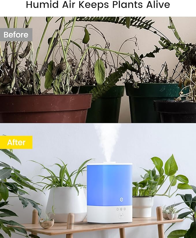 Esemoil Humidifiers for Bedroom, 3.5L Top Fill Cool Mist Humidifier for Baby Nursery & Plants, Oil Diffuser, 40 Hour & 8 Color Night Light, 28dB Quiet, 360° Nozzle, Auto Shut-Off and BPA Free