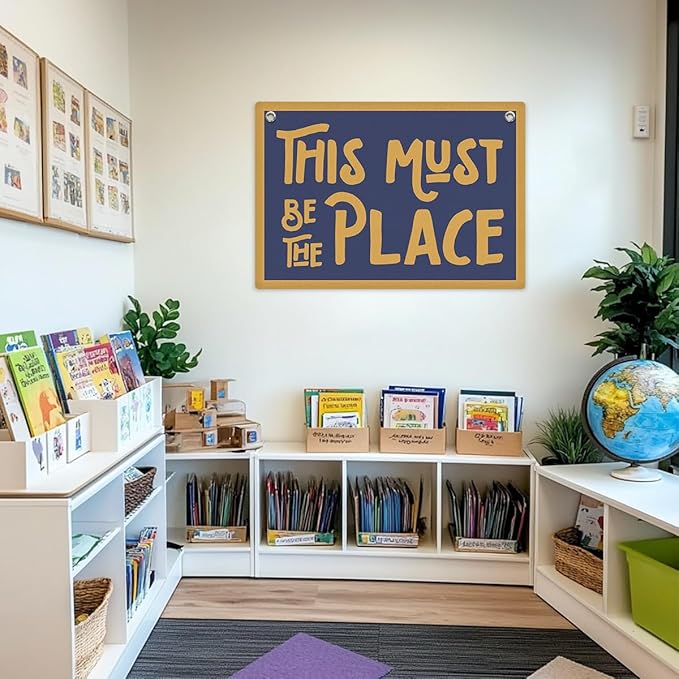 This Must Be The Place Banner, Trendy Retro Wall Hanging, Inspirational Wall Decor, Nostalgic Banner Flag, Wall Flag Living Room Bedroom Office Apartment Gallery Decor, Banner for Room