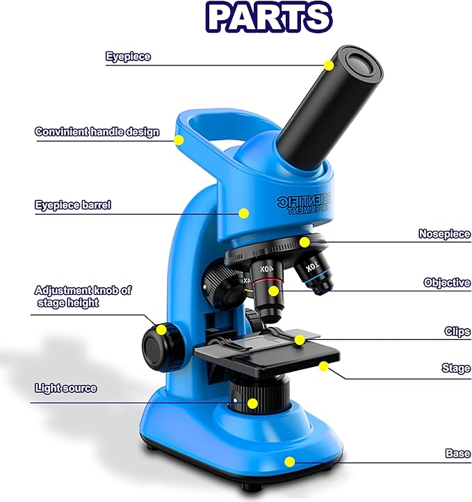 Kids Microscope,40-1600x Microscope Kit for Kids Beginners Children,STEM Kit,Prepared Slides,LED Light and Configured Various Operating Tools- Science Experiment Toy for Kids Ages 6-12