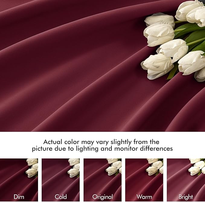 MIULEE Wine Red Back Tab Blackout Curtains 90 Inches Long 2 Panels Set for Living Room Bedroom Privacy, Rod Pocket/Pinch Pleat Thermal Insulated Room Darkening Pleated Light Blocking Drapes